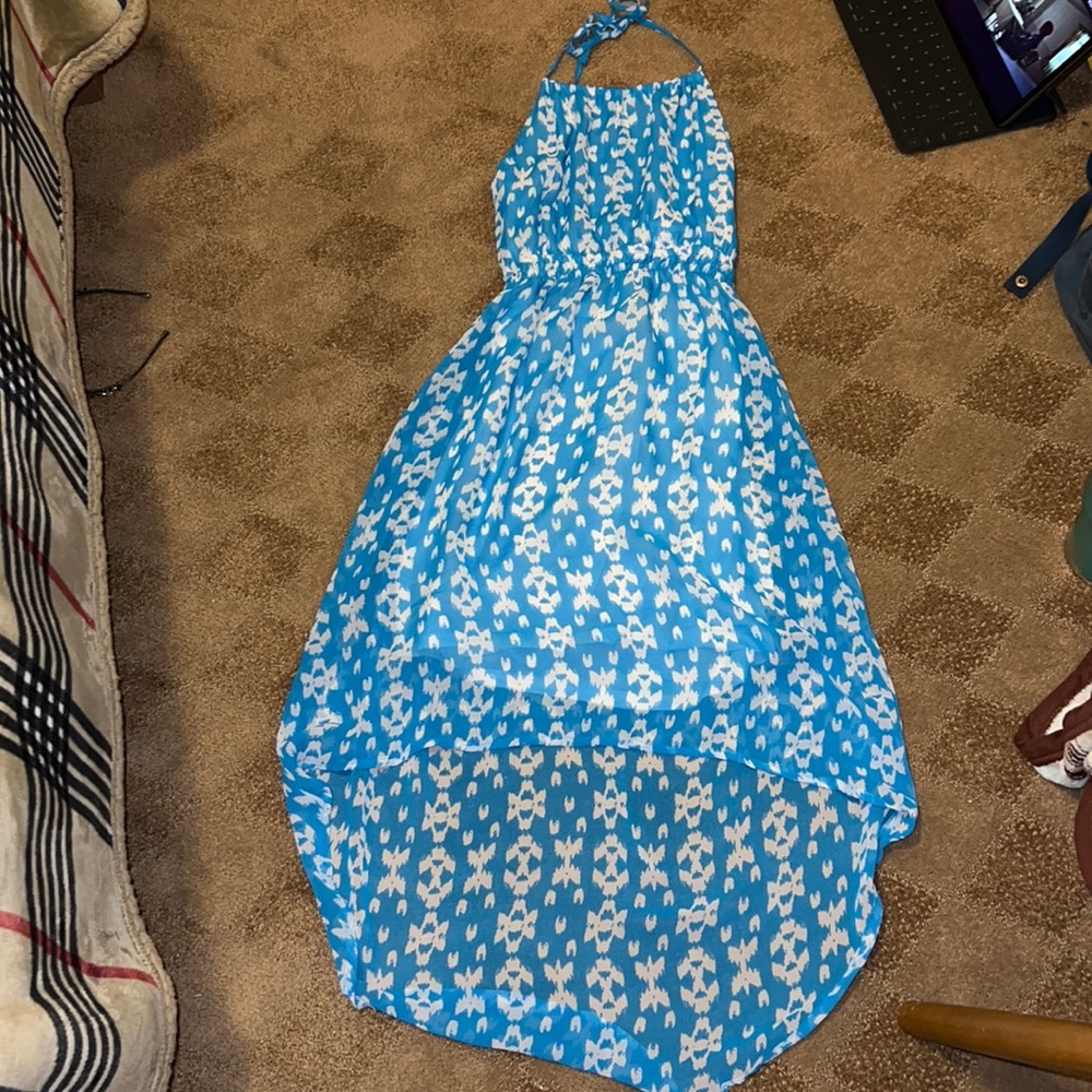 Scooter Brown Flowy halter Blue Dress